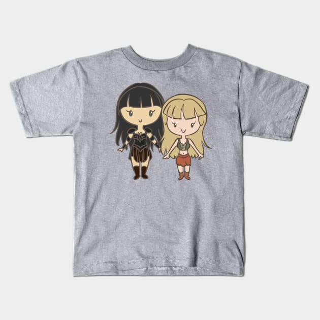 Xena & Gabrielle - Lil' CutiEs Kids T-Shirt by Ellador